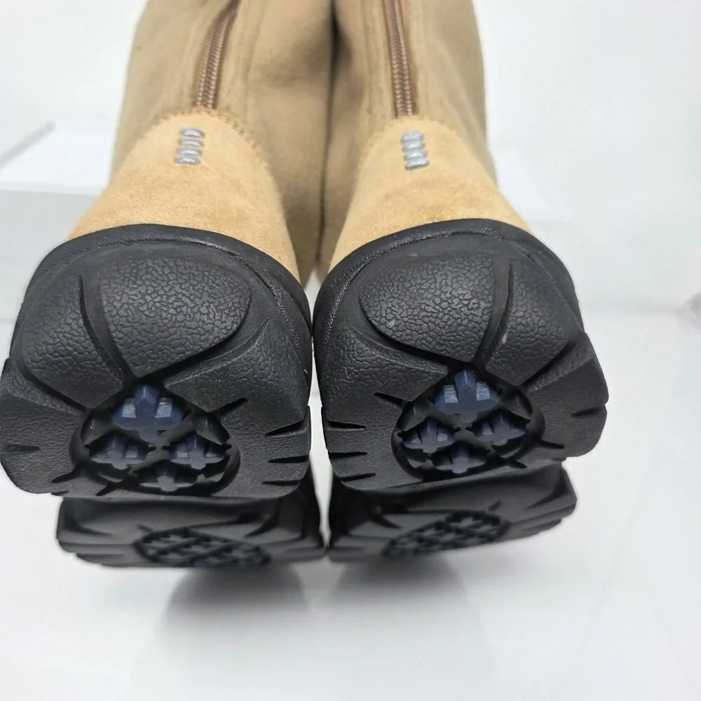 Lands End Girls Tan Suede Fleece Lined Winter Boots Size 3 (Fits Womens 4.5 – 5)